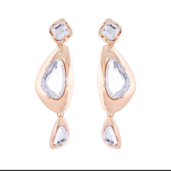 Zara Crystal Gold Statement Earrings - Picture 4 of 12